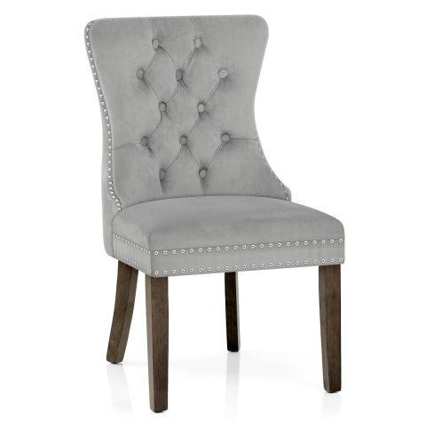 Kensington Dining Chair Grey Velvet, Grey Velvet Dining Chair Oak Legs
