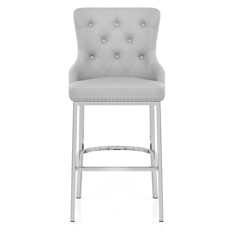 Grange Bar Stool Grey Leather, Grey Leather Bar Stools With Wooden Legs