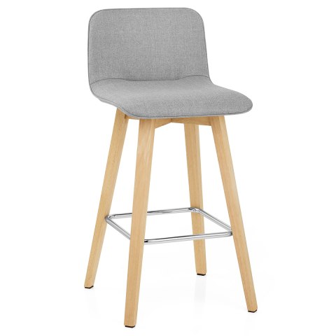 Tide Wooden Stool Grey Fabric