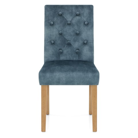 Banbury Oak Dining Chair Blue Velvet, Classic Oak Dining Chairs