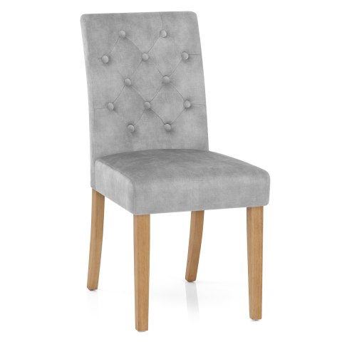 Banbury Oak Dining Chair Grey Velvet