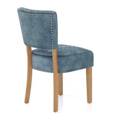 Ramsay Oak Dining Chair Blue Velvet