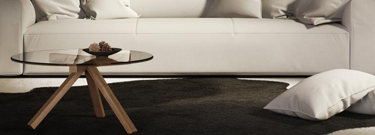 Glass Wooden Coffee Table with White Sofa
