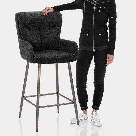 Albany Bar Stool Black Fabric Features Image