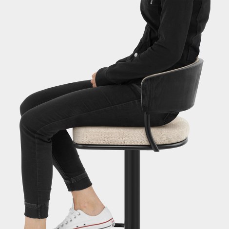 Alexa Bar Stool Beige Fabric Seat Image