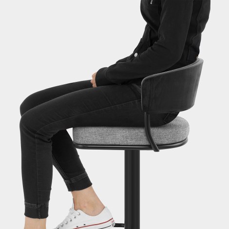Alexa Bar Stool Grey Fabric Seat Image