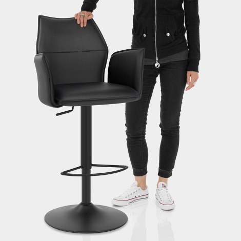 Ava Bar Stool Black With Arms Features Image