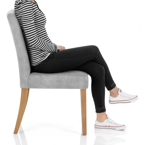 Banbury Oak Dining Chair Grey Velvet Frame Image