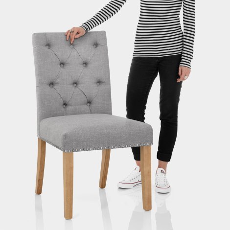 Barrington Oak Dining Chair Grey Fabric Features Image