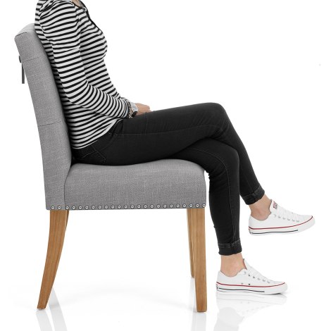 Barrington Oak Dining Chair Grey Fabric Frame Image