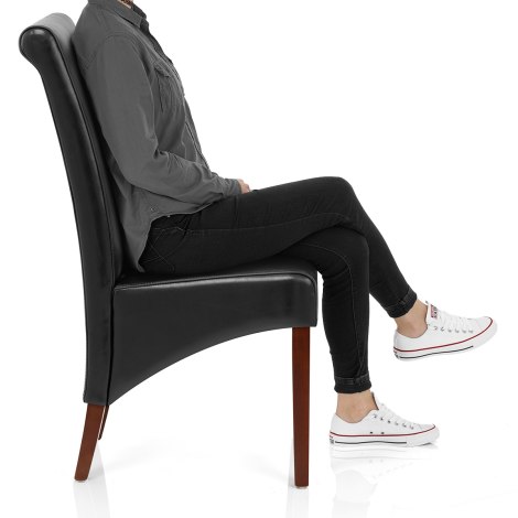 Carlo Walnut Chair Black Leather Frame Image