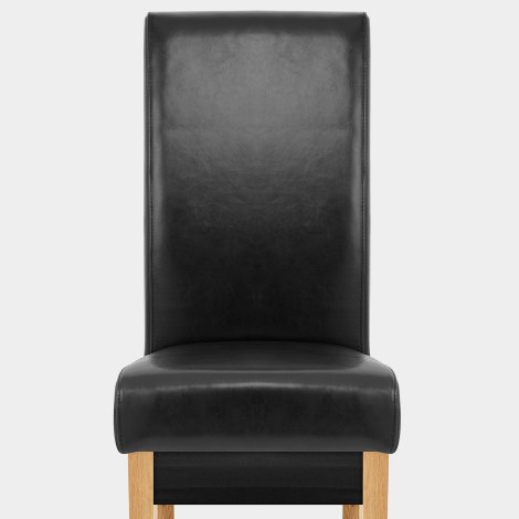 Carlo Oak Chair Black Leather Seat Image