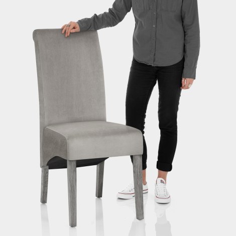 Carlo Grey Oak Chair Grey Velvet Features Image
