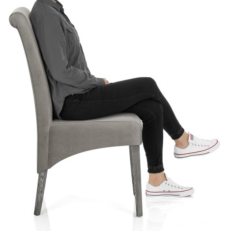 Carlo Grey Oak Chair Grey Velvet Frame Image
