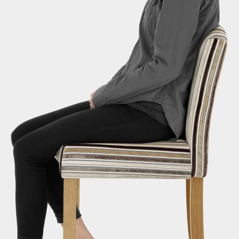 Carter Oak Bar Stool Stripe Fabric Seat Image
