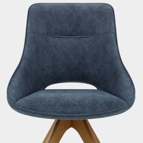 Cloud Wooden Dining Chair Blue Fabric Seat Image