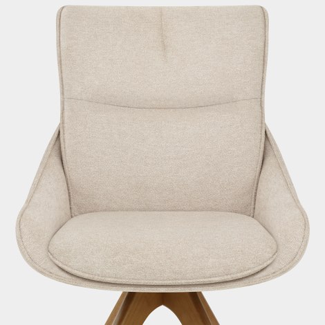 Creed Wooden Dining Chair Beige Fabric Seat Image