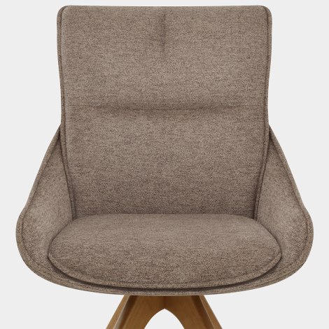 Creed Wooden Dining Chair Brown Fabric Seat Image