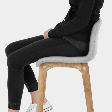 Drift Oak & Light Grey Fabric Stool Seat Image