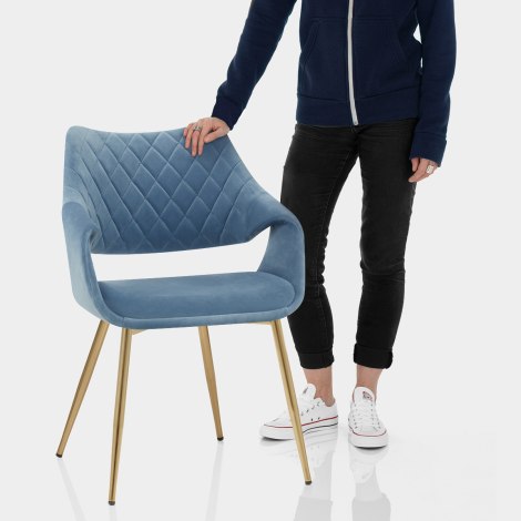 Fairfield Gold Chair Blue Velvet Features Image