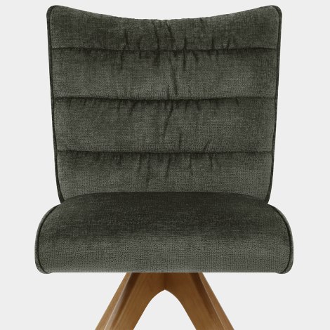 Forte Wooden Dining Chair Green Fabric Seat Image