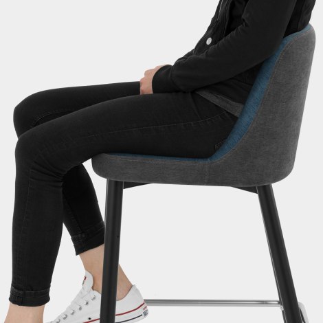 Hudson Stool Charcoal & Blue Fabric Seat Image