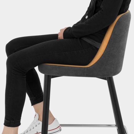 Hudson Stool Charcoal & Orange Fabric Seat Image