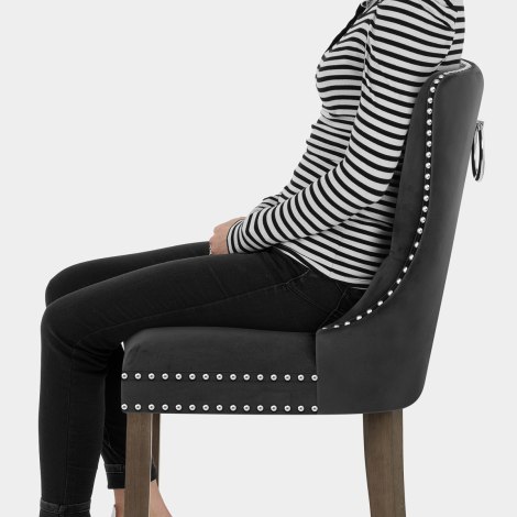 Kensington Wooden Stool Black Velvet Seat Image
