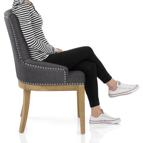 Knightsbridge Oak Chair Charcoal Fabric Frame Image