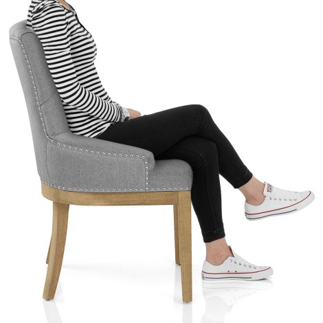 Knightsbridge Oak Chair Grey Fabric Frame Image