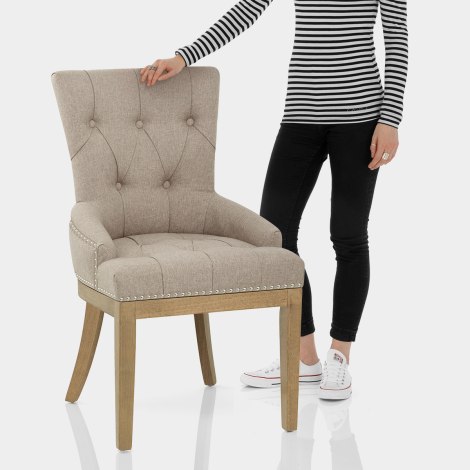 Knightsbridge Oak Chair Tweed Fabric Features Image
