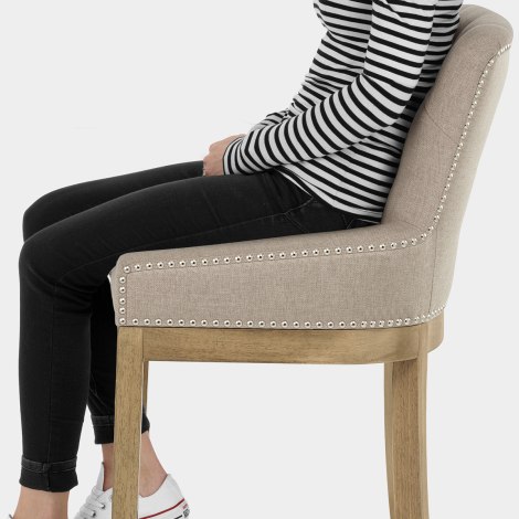Knightsbridge Oak Stool Tweed Fabric Seat Image