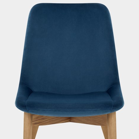 Kobe Dining Chair Oak & Blue Velvet Seat Image
