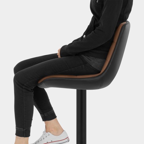 Lattice Stool Black & Tan Leather Seat Image