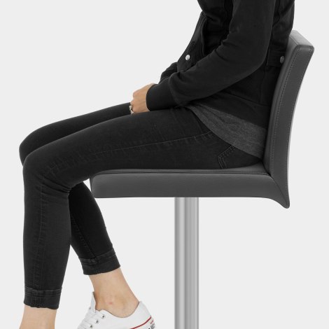 Lexi Brushed Steel Stool Grey Seat Image
