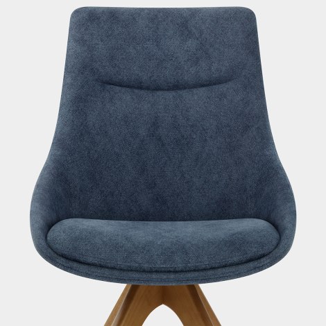 Lure Wooden Dining Chair Blue Fabric Seat Image