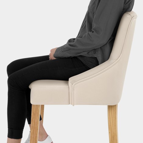 Magna Oak & Cream Faux Leather Stool Seat Image