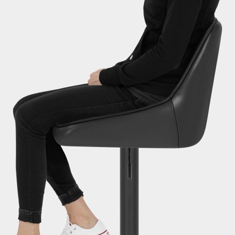Melbourne Real Leather Stool Black Seat Image