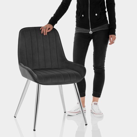Mustang Chrome Chair Black Velvet Features Image