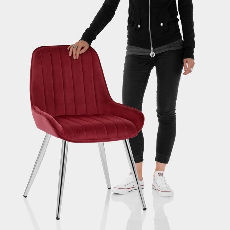 Mustang Chrome Chair Red Velvet Features Image
