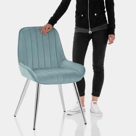 Mustang Chrome Chair Teal Velvet Features Image