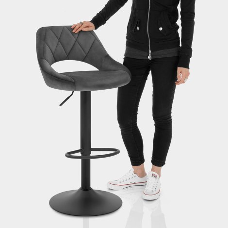 Nadia Bar Stool Charcoal Velvet Features Image