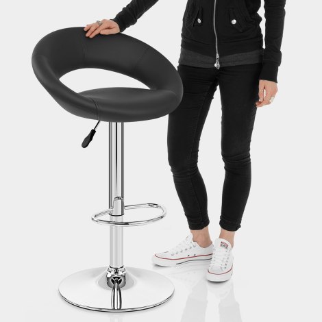 Padded Crescent Bar Stool Black Features Image