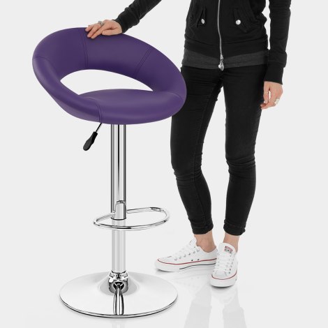 Padded Crescent Bar Stool Purple Features Image