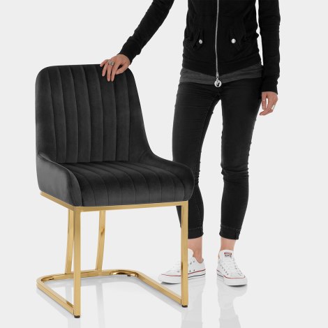 Paget Chair Black Velvet Features Image