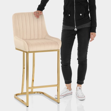 Paget Bar Stool Champagne Velvet Features Image