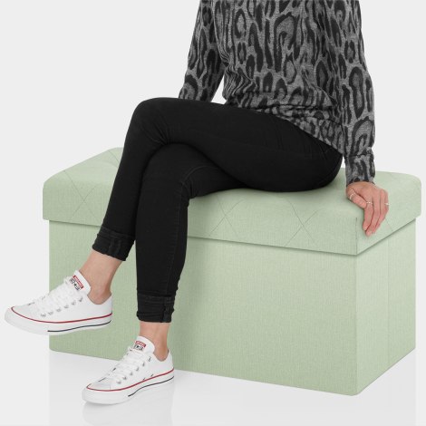 Pandora Foldable Ottoman Green Fabric Seat Image
