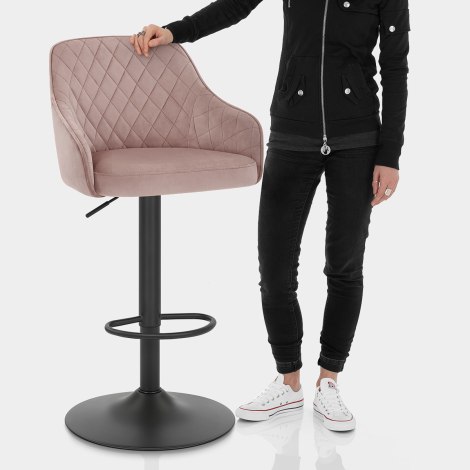 Perth Bar Stool Pink Velvet Features Image