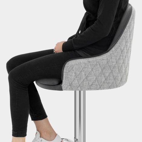 Plaza Stool Grey Fabric & Leather Seat Image