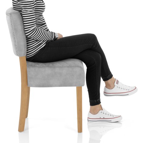 Ramsay Oak Dining Chair Grey Velvet Frame Image
